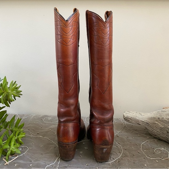 Vintage 1970s Frye Tan Leather Cowboy Boots - Picture 6 of 8